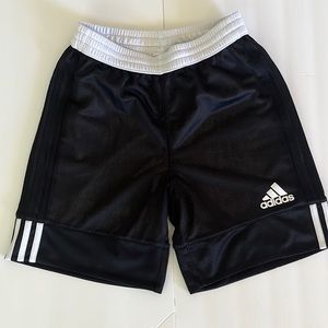 Adidas Black Reversible Three Strip Shorts Boys.